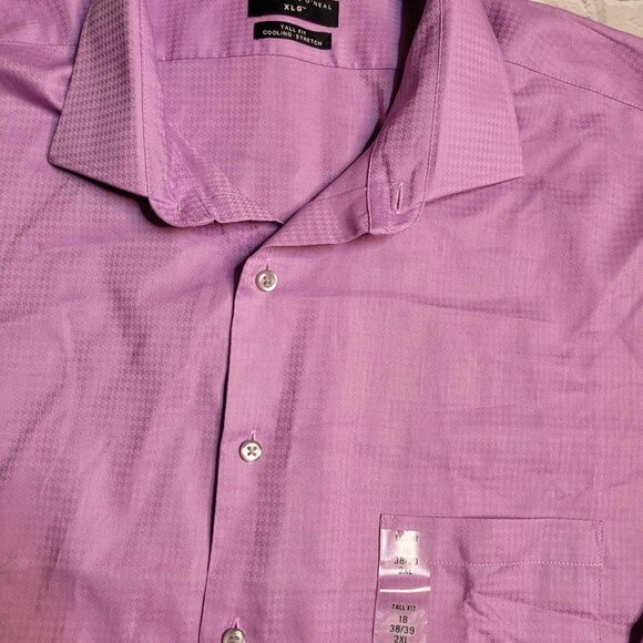 NWT Shaquille O'Neal Lavender LS Button Down XL Tall‎ Fit 18 38/39 - Picture 3 of 3